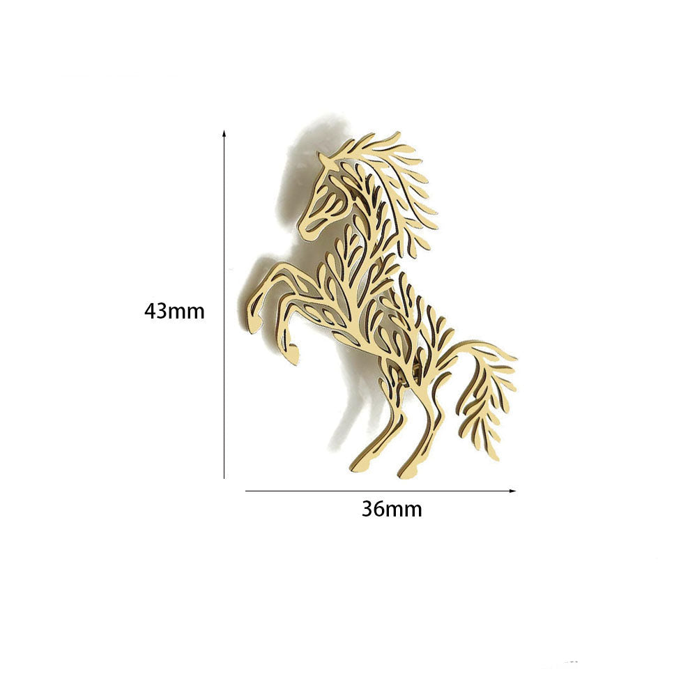Botanical Horse Brooch Pin