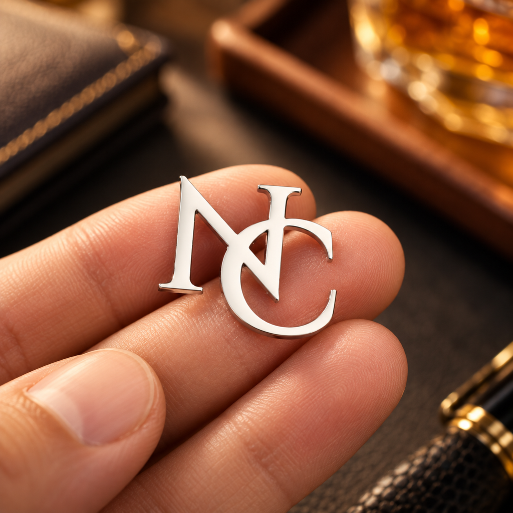 Custom Initials Brooch Pin