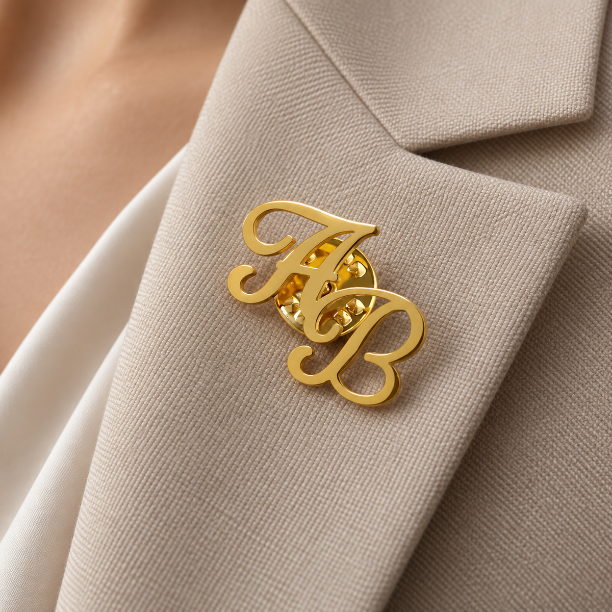 Custom Initials Brooch Pin