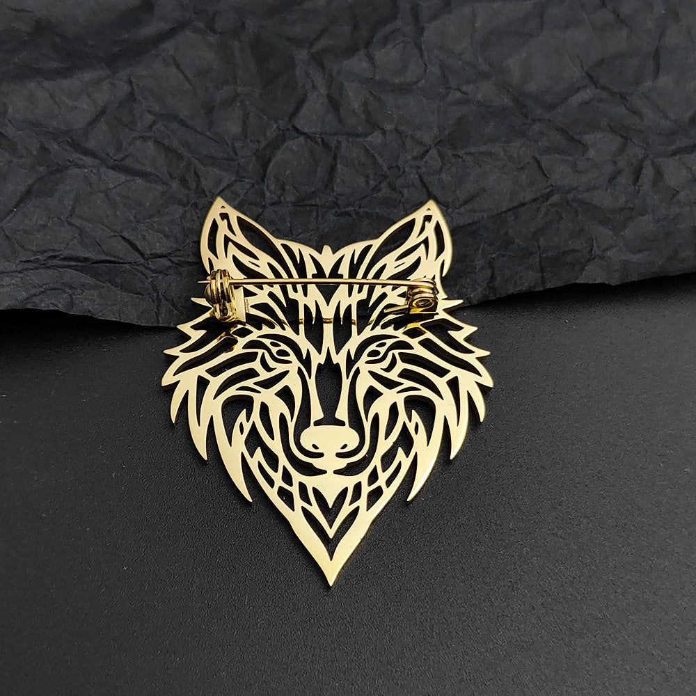 Wolf Head Brooch Pin
