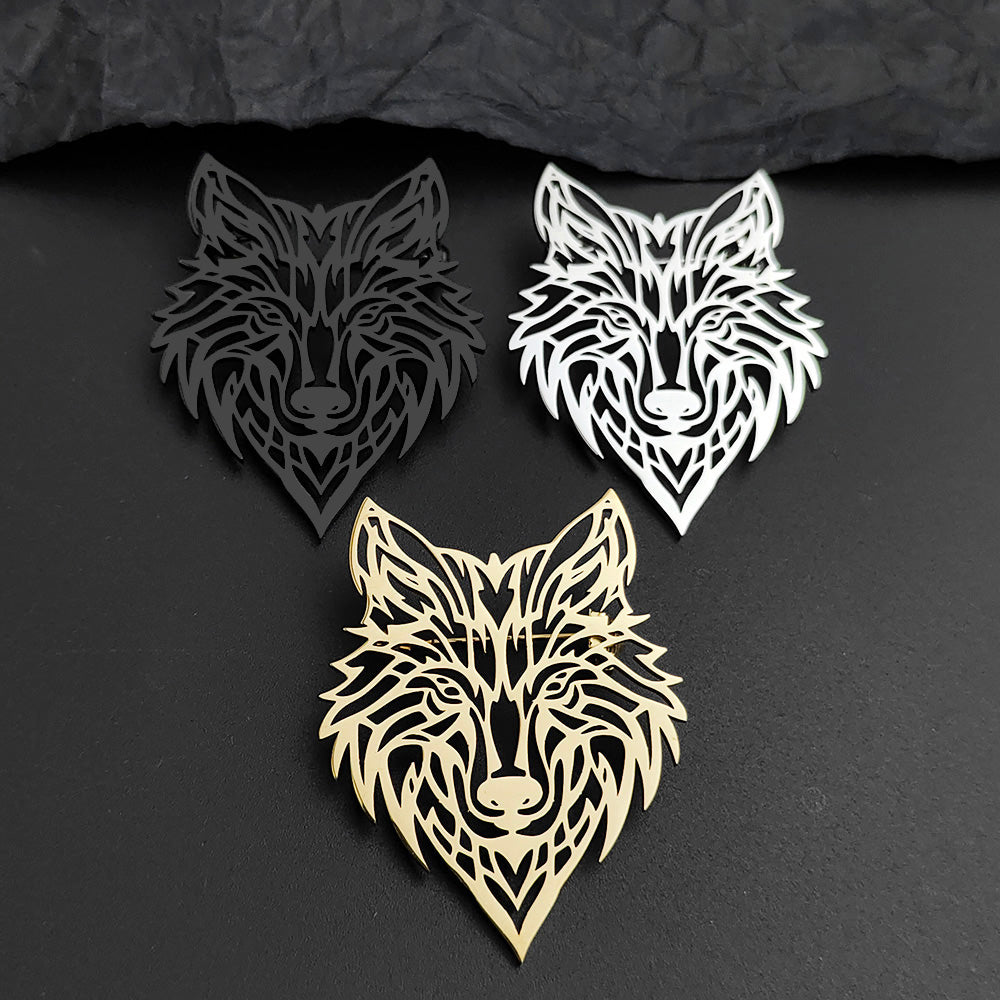 Wolf Head Brooch Pin
