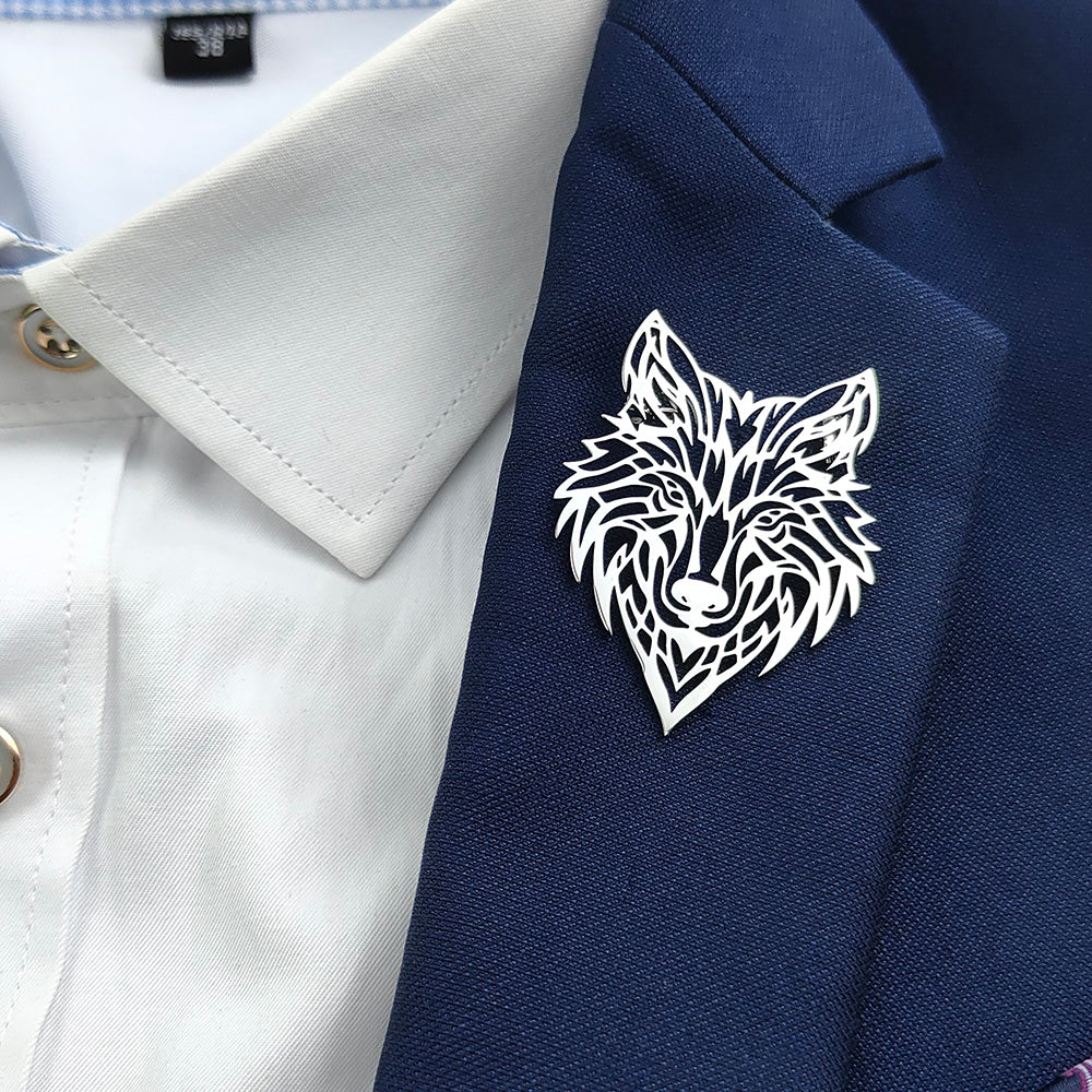 Wolf Head Brooch Pin
