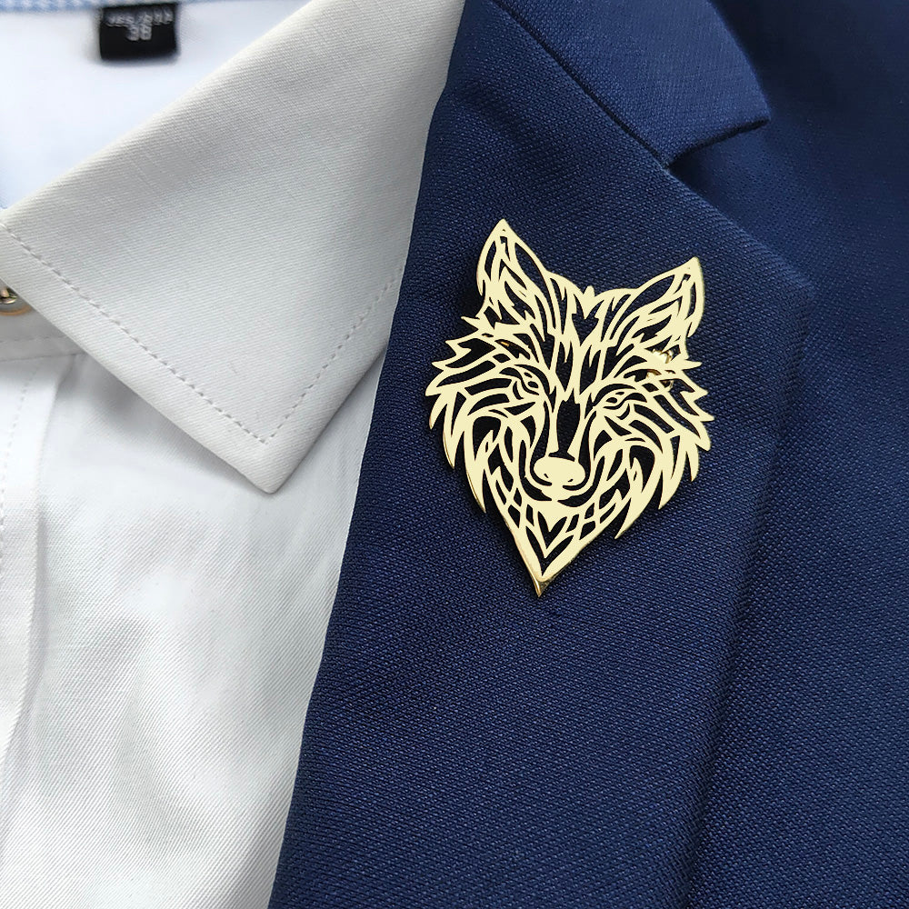 Wolf Head Brooch Pin