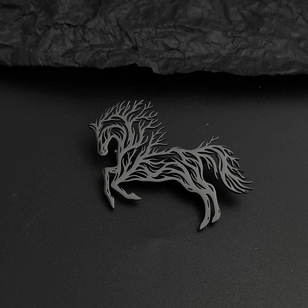 Flame Horse Brooch Pin