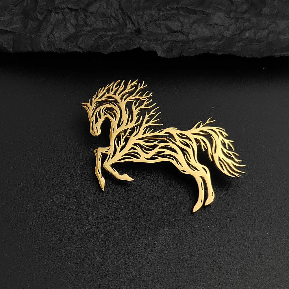 Flame Horse Brooch Pin
