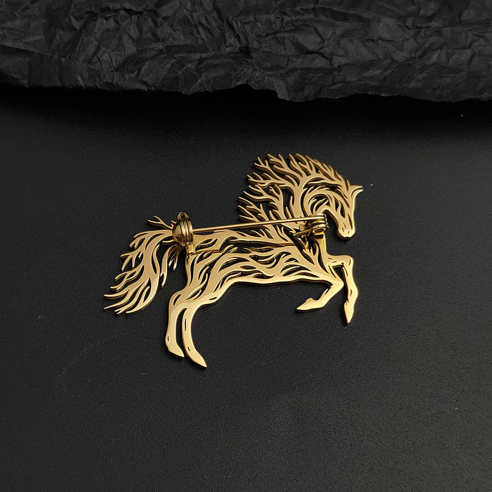 Flame Horse Brooch Pin