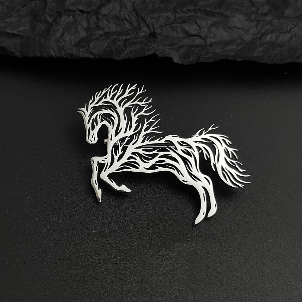 Flame Horse Brooch Pin