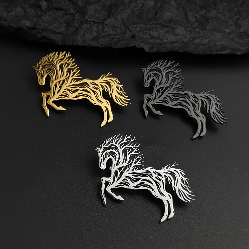 Flame Horse Brooch Pin