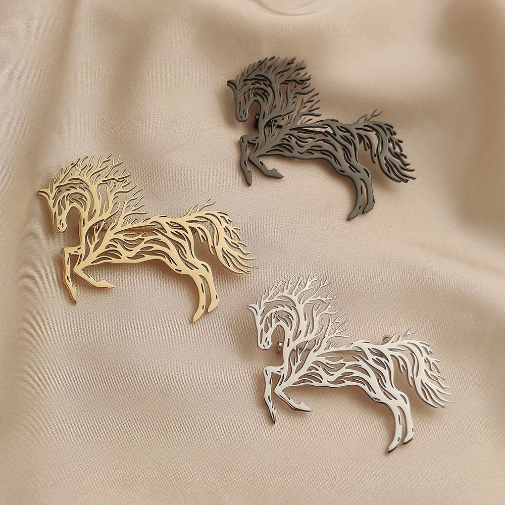 Flame Horse Brooch Pin