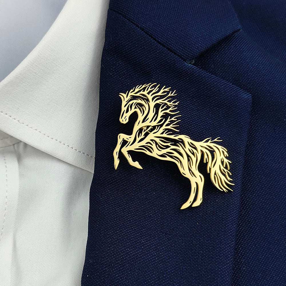 Flame Horse Brooch Pin