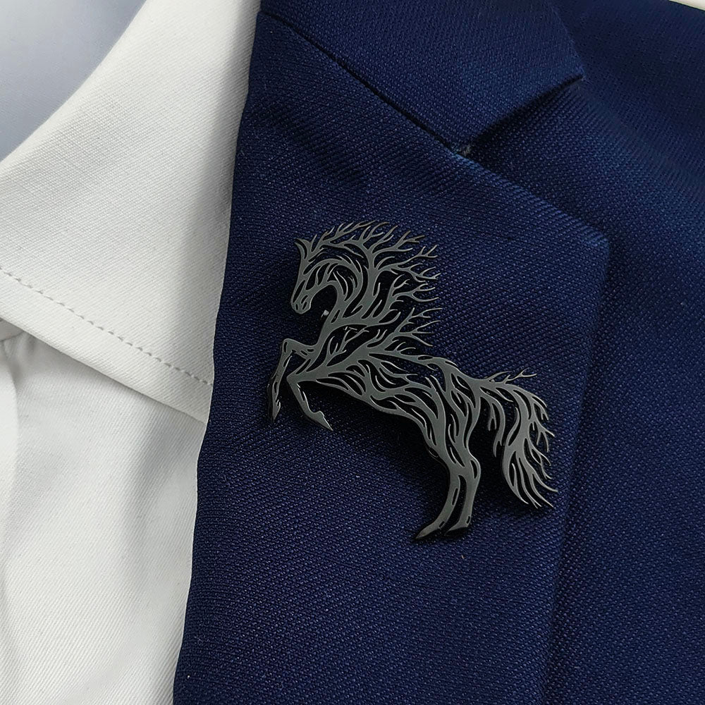 Flame Horse Brooch Pin
