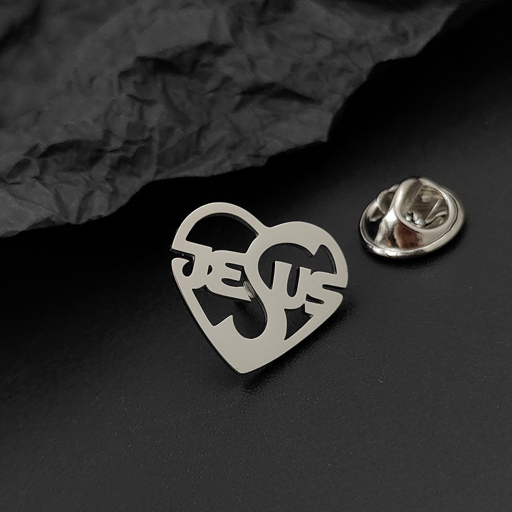 Jesus Heart Brooch Pin