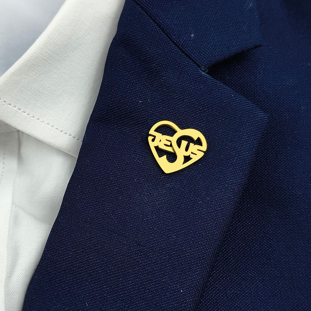 Jesus Heart Brooch Pin