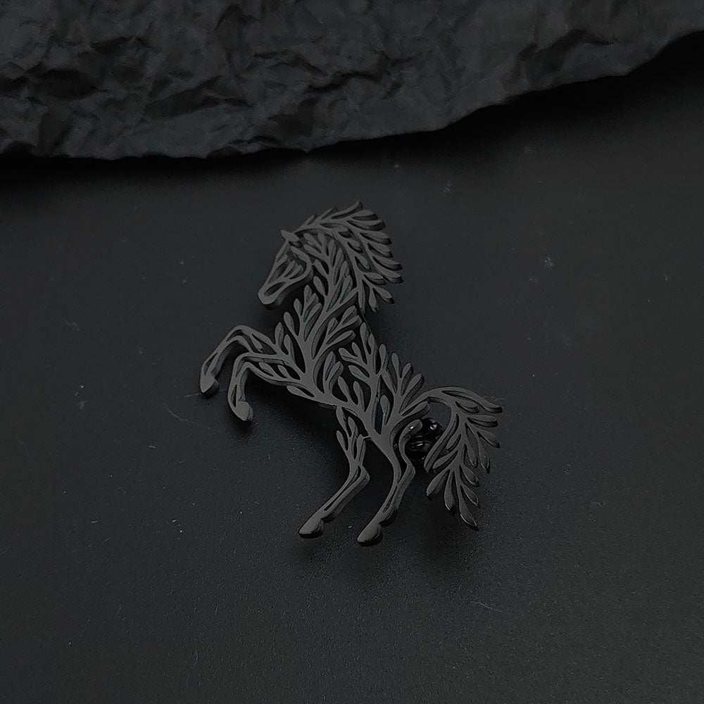 Botanical Horse Brooch Pin