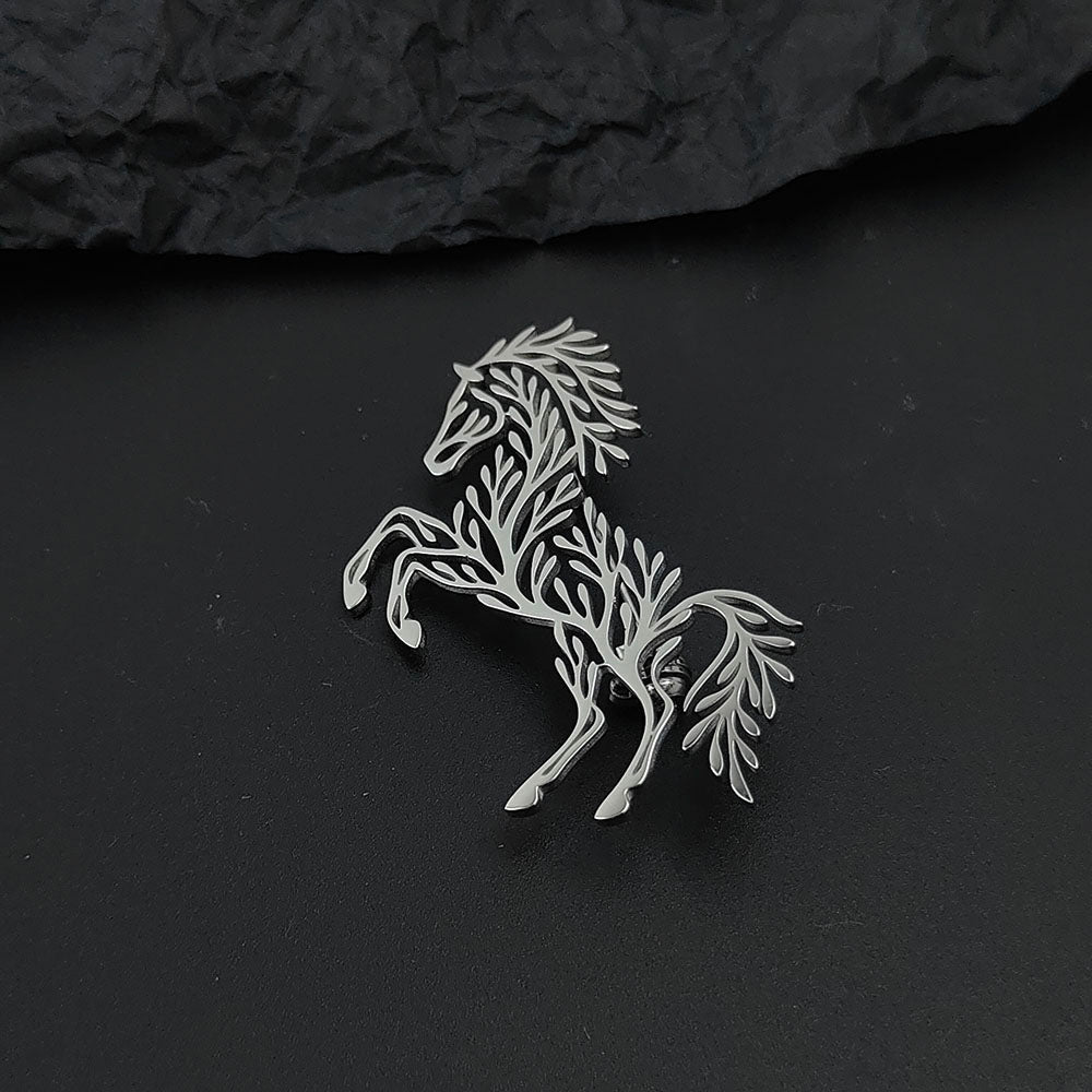 Botanical Horse Brooch Pin