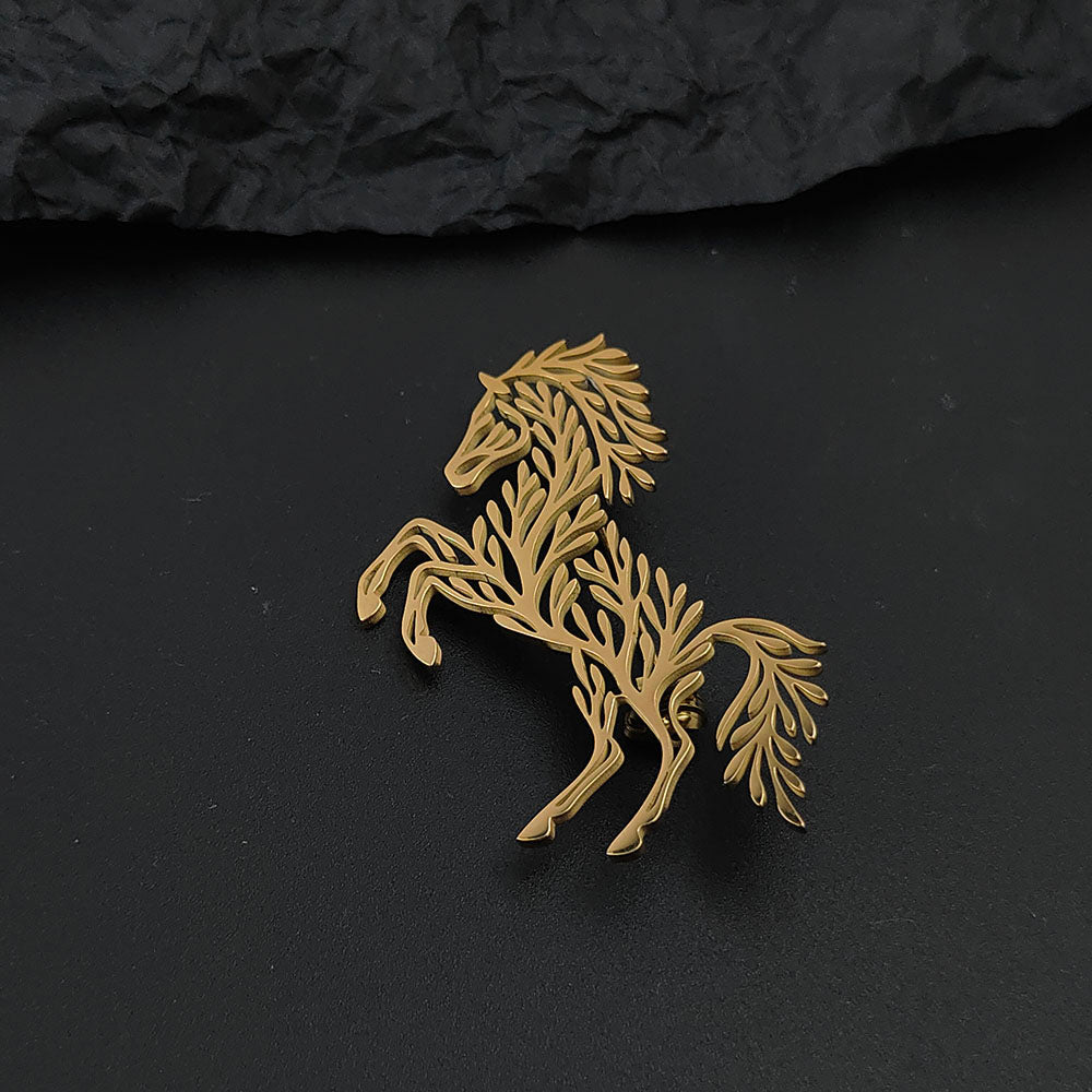 Botanical Horse Brooch Pin