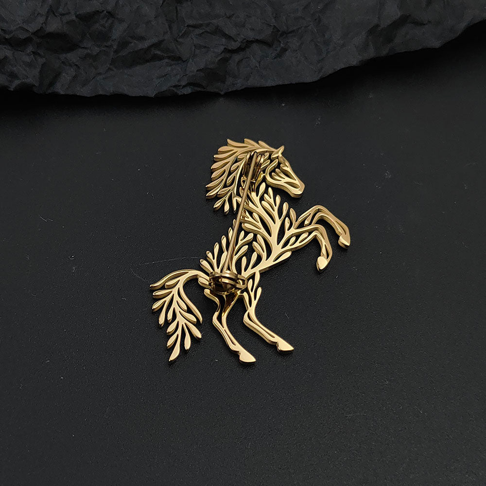 Botanical Horse Brooch Pin