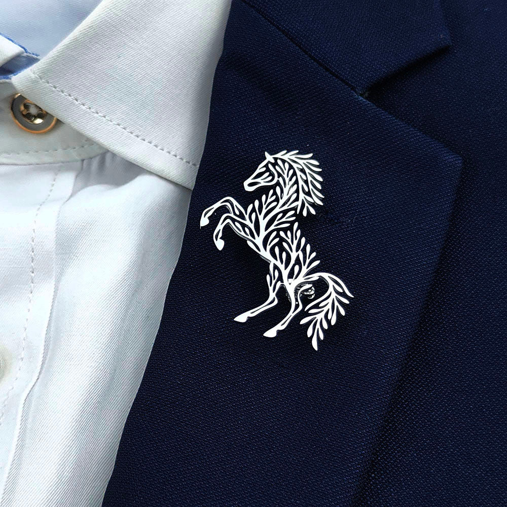 Botanical Horse Brooch Pin