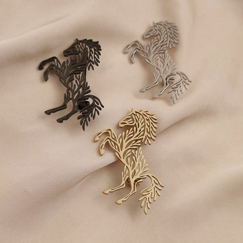 Botanical Horse Brooch Pin