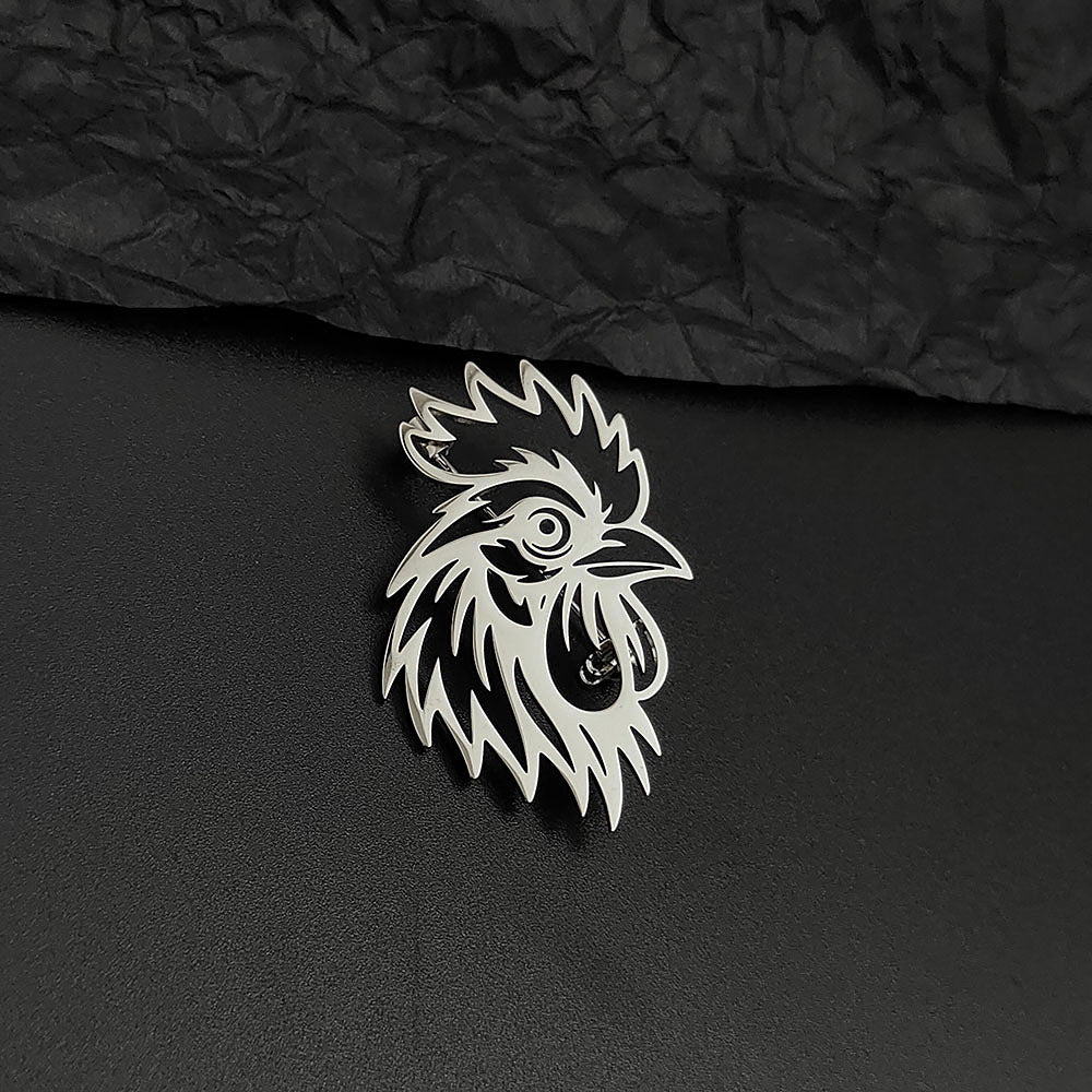Rooster Head Brooch Pin