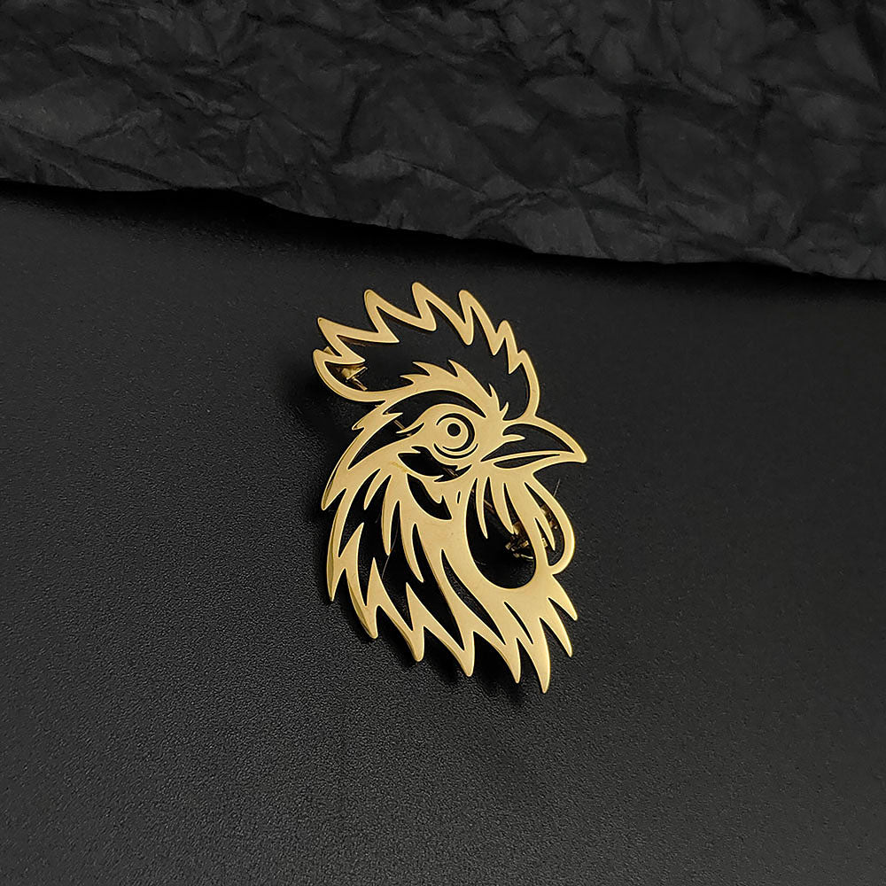 Rooster Head Brooch Pin