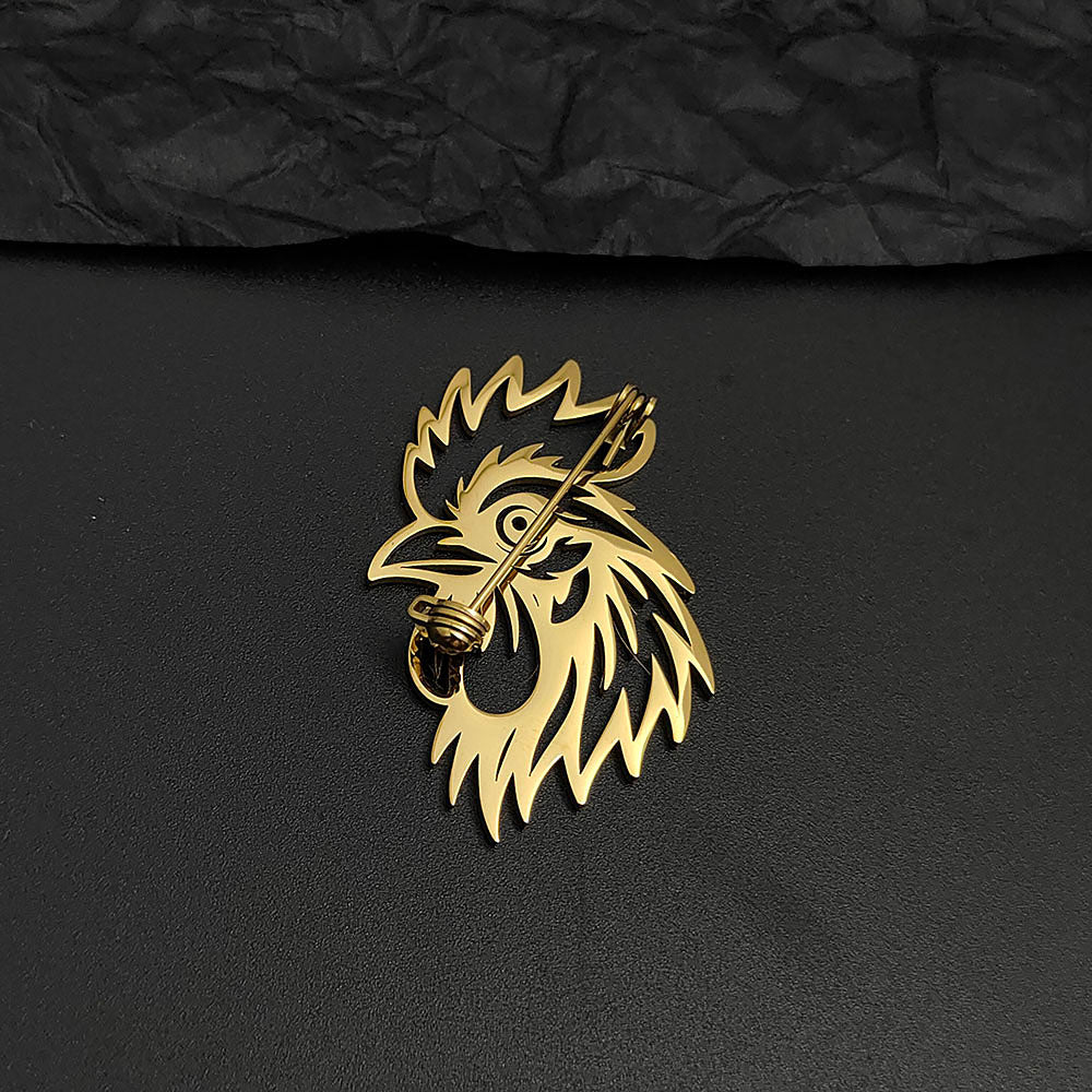 Rooster Head Brooch Pin