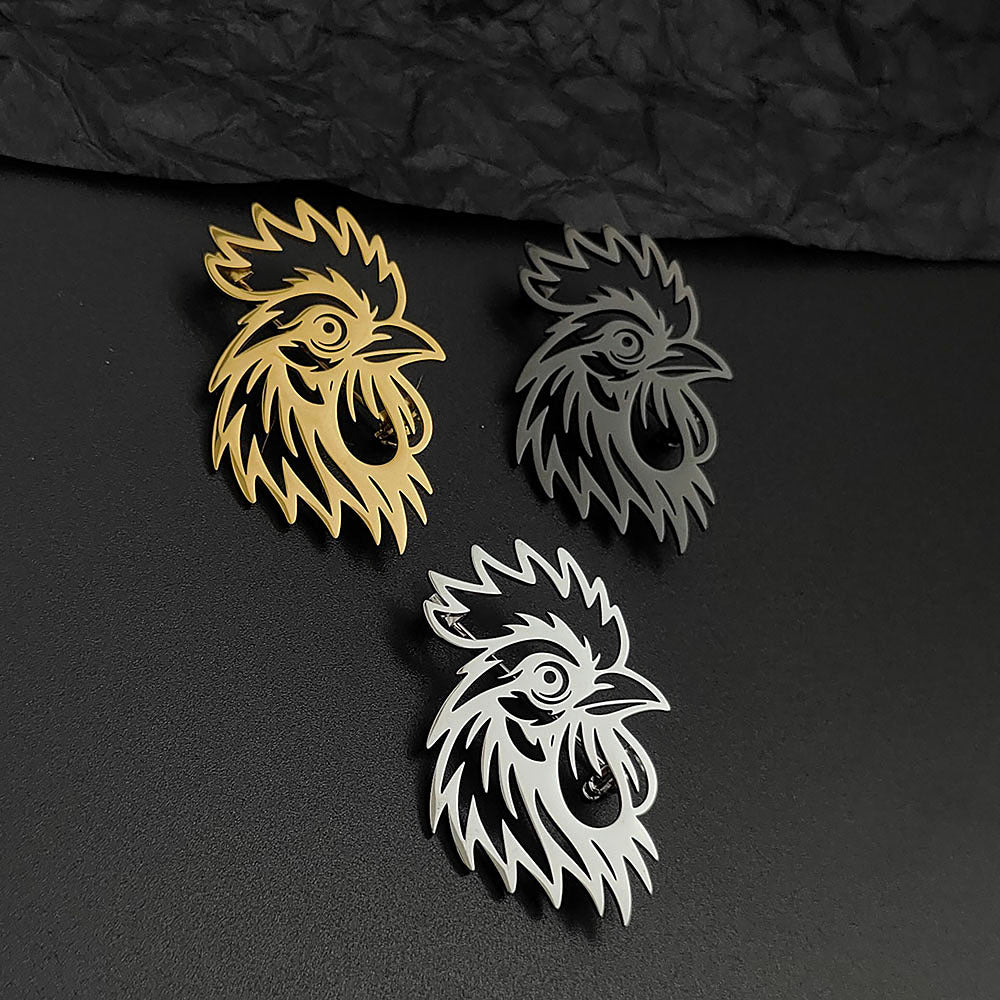 Rooster Head Brooch Pin