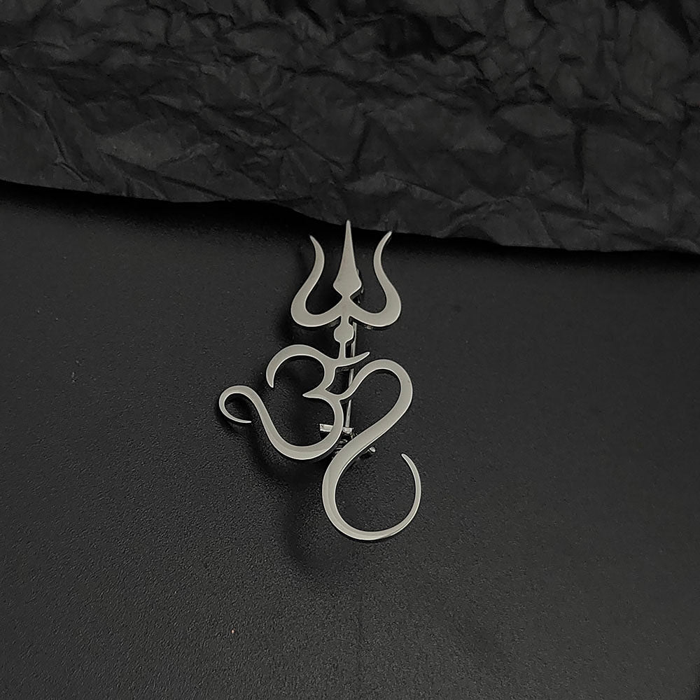 OM Trident Brooch Pin