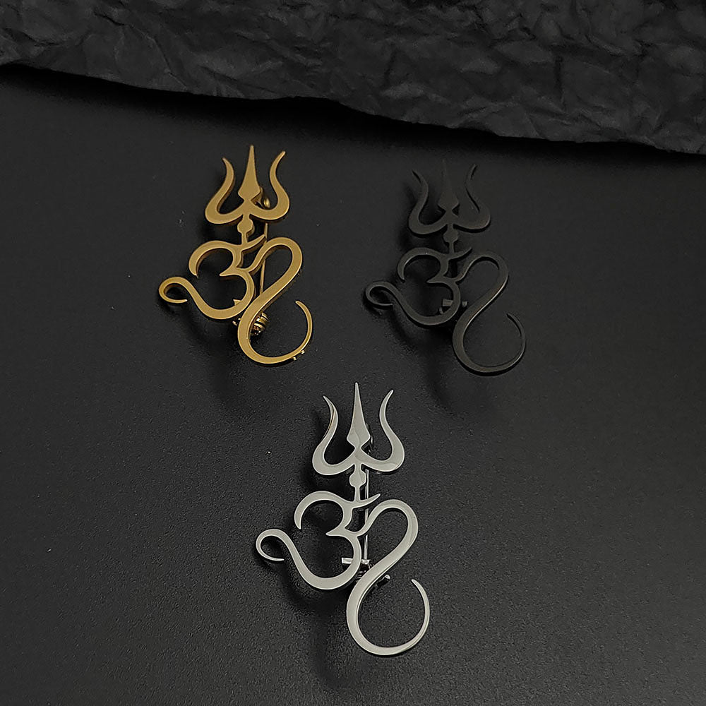 OM Trident Brooch Pin