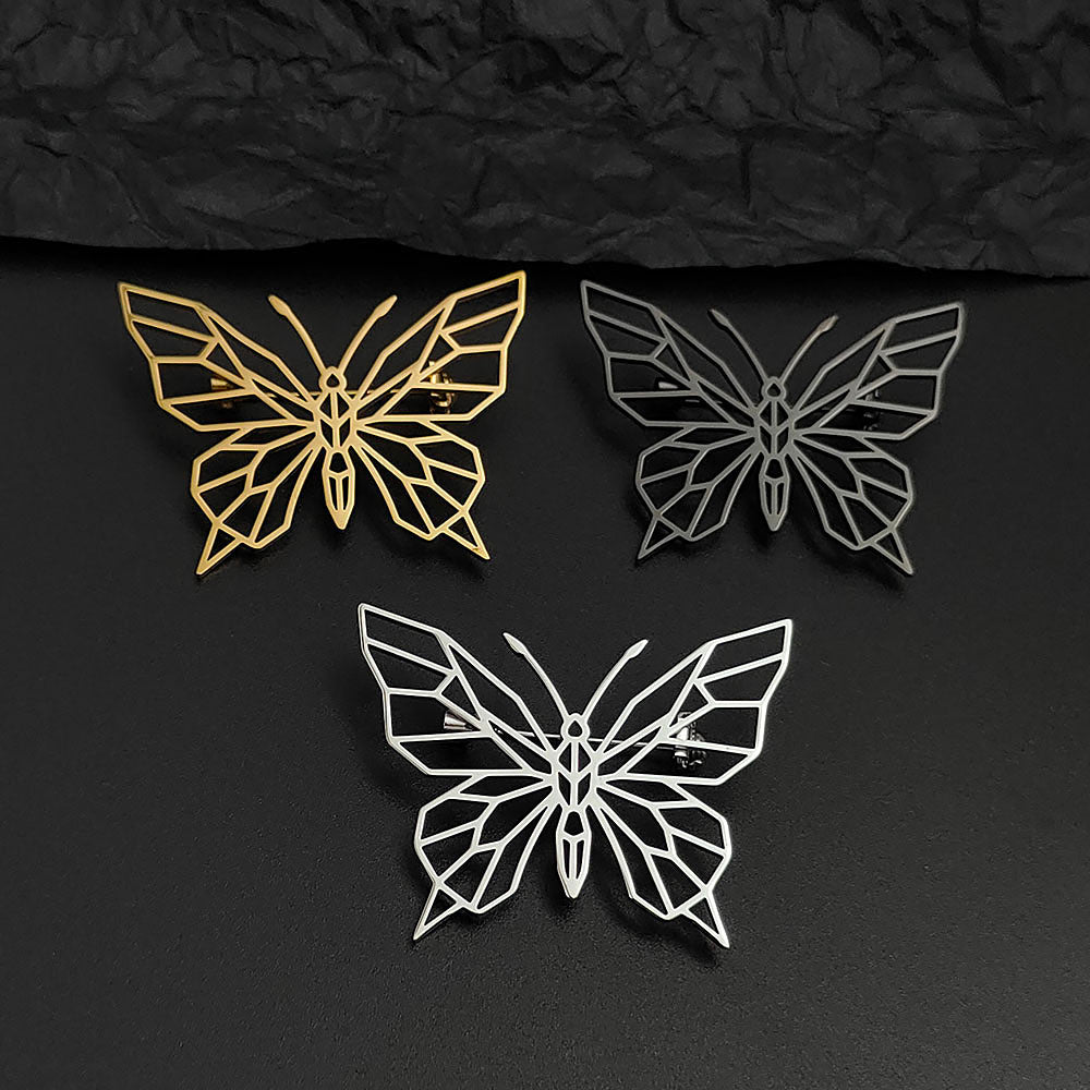 Geometric Butterfly Brooch Pin
