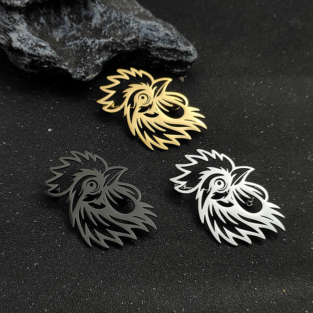 Rooster Head Brooch Pin