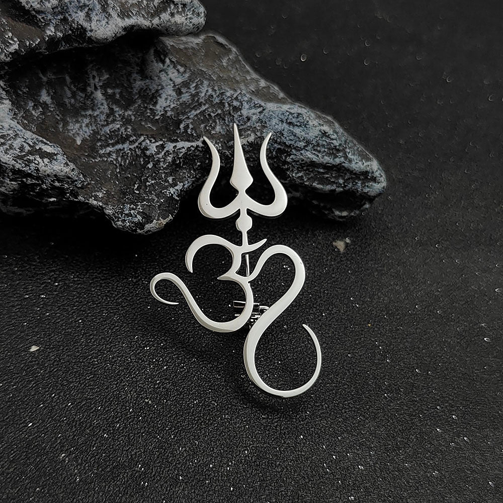 OM Trident Brooch Pin