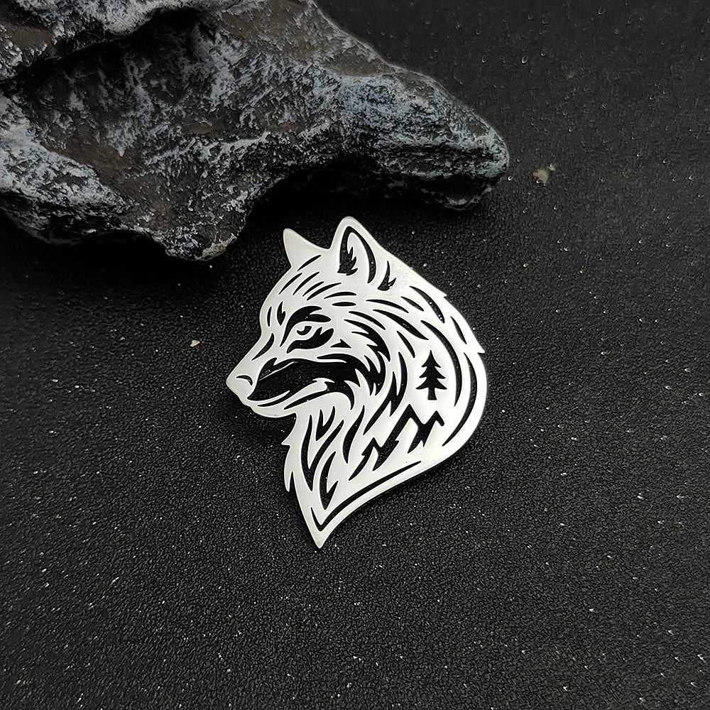 Wolf Head Brooch Pin