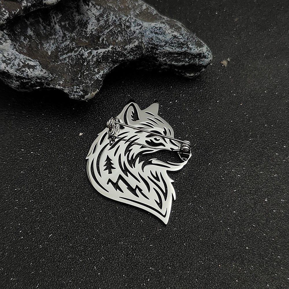 Wolf Head Brooch Pin