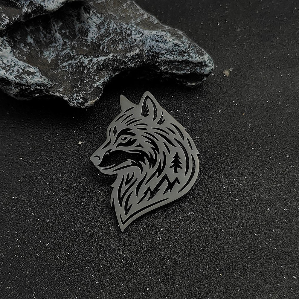 Wolf Head Brooch Pin