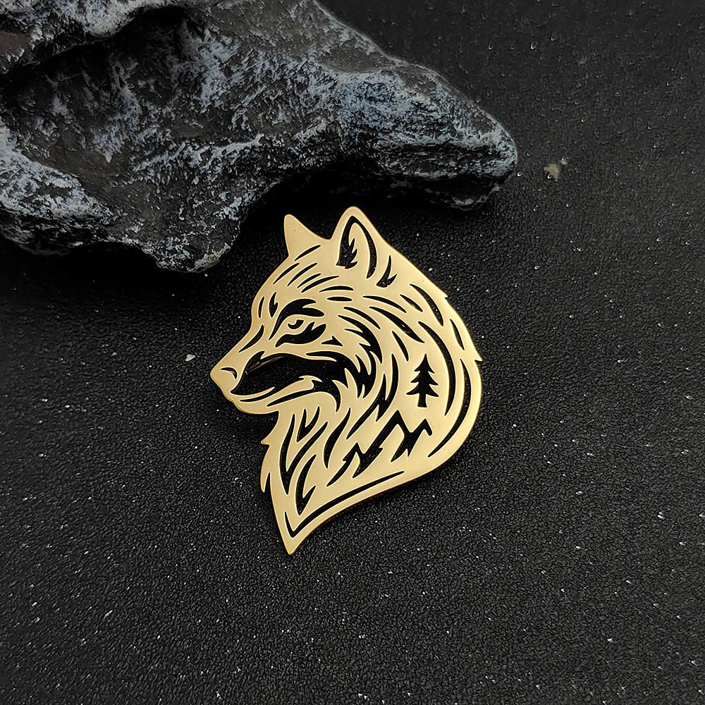 Wolf Head Brooch Pin