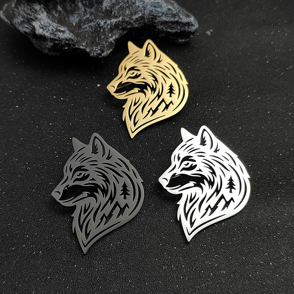 Wolf Head Brooch Pin