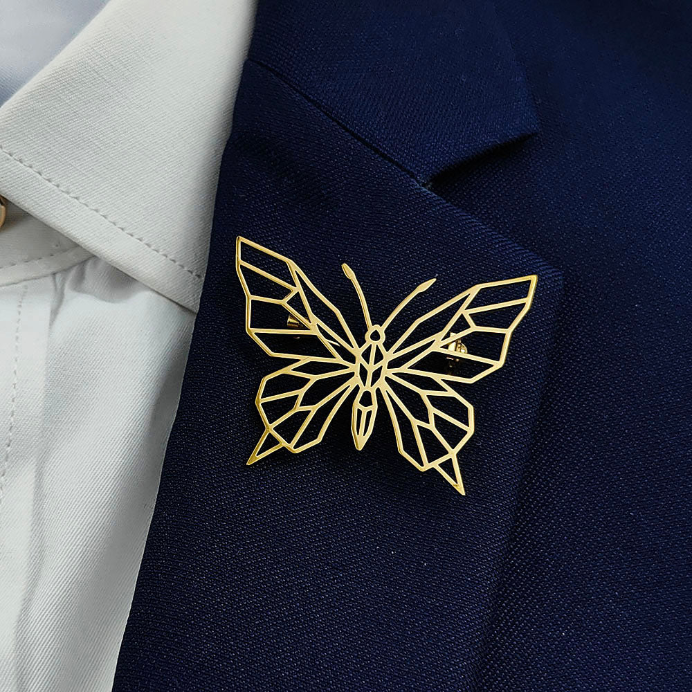 Geometric Butterfly Brooch Pin