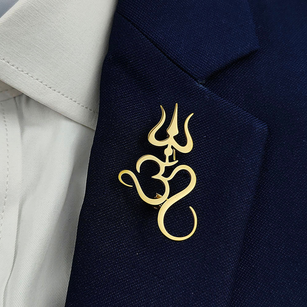OM Trident Brooch Pin