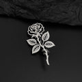 Long Stem Rose Brooch Pin