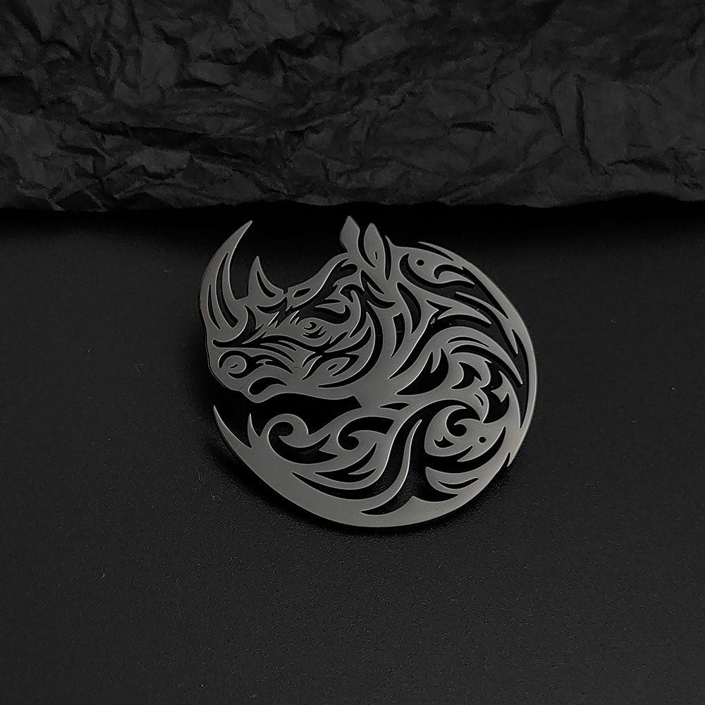 Tribal Rhino Brooch Pin